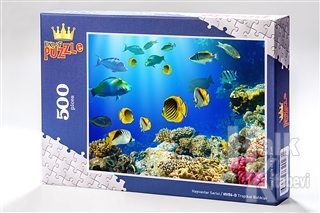 Tropikal Balıklar (500 Parça) Ahşap Puzzle Hayvanlar Serisi (HV06-D) -