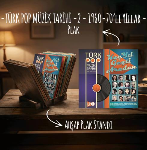 Türk Pop Müzik Tarihi-2 Plak ve Ahşap Plak Standı - Halkkitabevi
