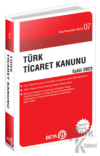 Türk Ticaret Kanunu - Eylül 2023 - Halkkitabevi
