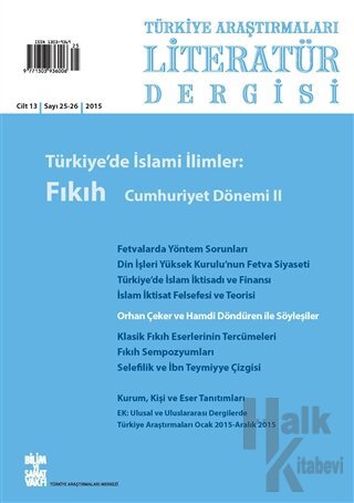 Türkiye Araştırmaları Literatür Dergisi Cilt 13 Sayı: 25-26