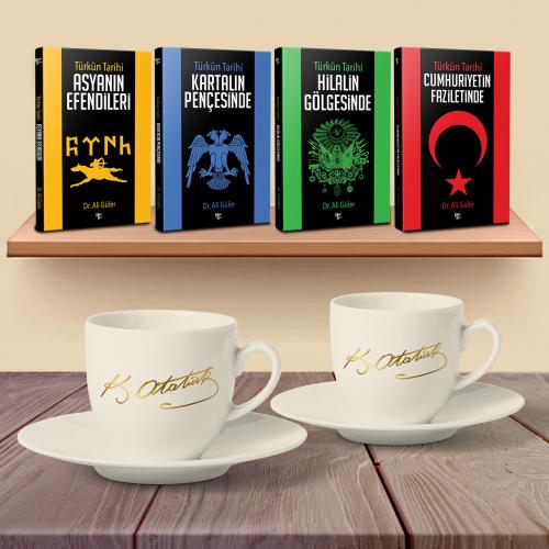 Türkün Tarihi Hediye Seti - Yaldızlı İmza Fincan