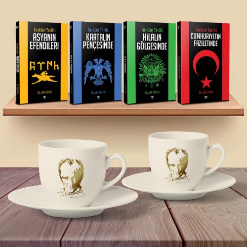 Türkün Tarihi Hediye Seti - Yaldızlı Portre Fincan - Halkkitabevi