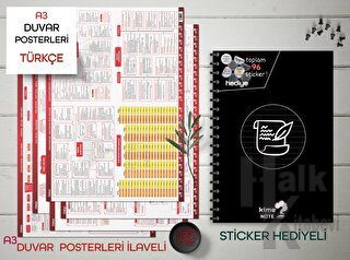 TYT Çizgili Türkçe Okul Defteri Konu Anlatımlı 5 Büyük Poster ve 96 Sticker Hediyeli 9-10-11-12.Sınıfa Uygun