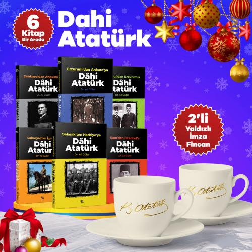 Yılbaşı Dahi Atatürk ve İkili Yaldızlı İmza Fincan