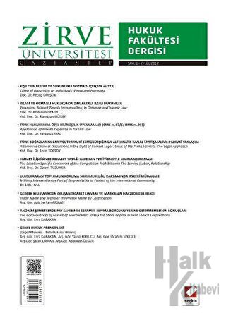 Zirve Üniversitesi Hukuk Fakültesi Dergisi Sayı: 1 Eylül 2012 - Halkki